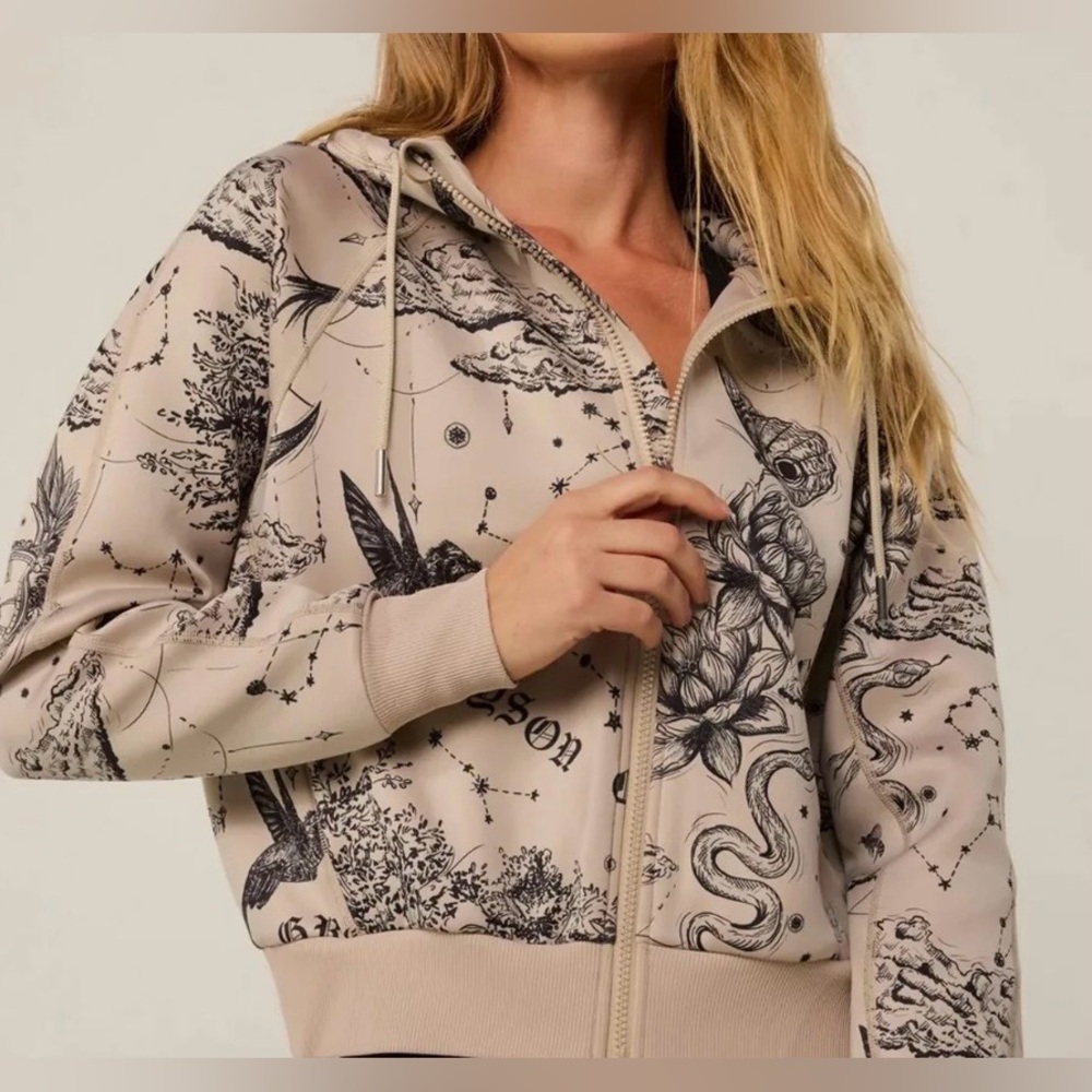 NWT Greyson Moon Diamond Kristina full zip hoodie in Sand. Size L - Picture 12 of 15